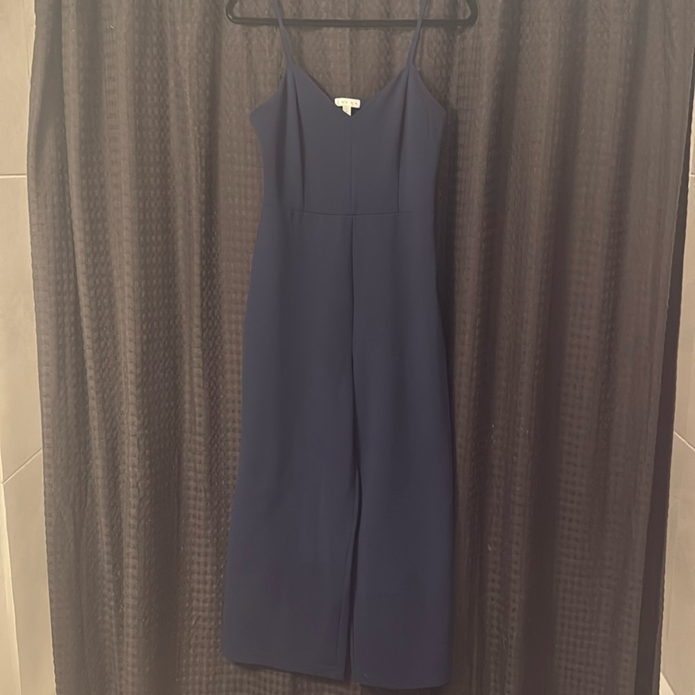 Leith Navy Wide Leg Jumpsuit | Spaghetti Strap V-Neck | Women’s Medium